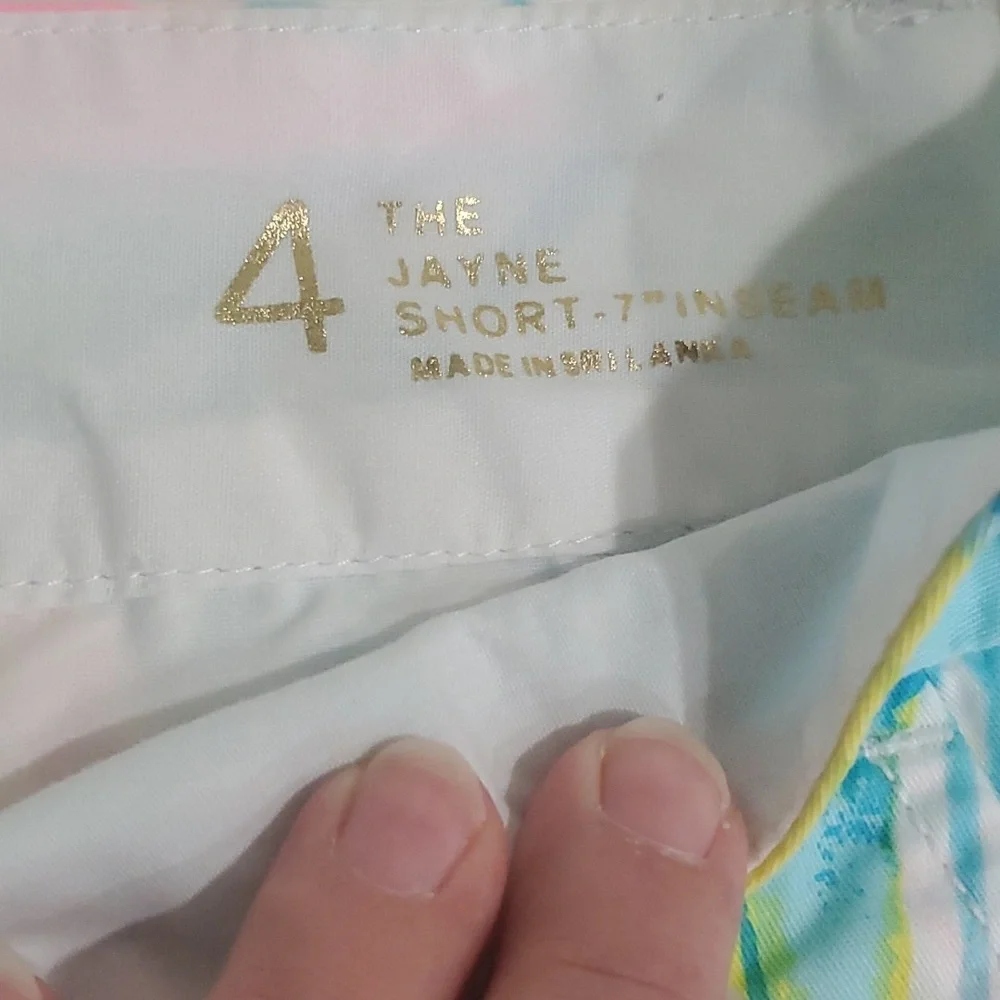 Lilly Pulitzer Womens The Jayne Short Size4 Blue Multi Beach and Bae 100% Cotton